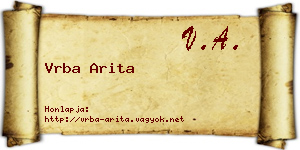 Vrba Arita névjegykártya